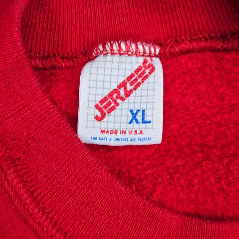 Vintage Blank Jerzees Sweatshirt Mens XL Red‎ Crewneck Pullover USA Made
